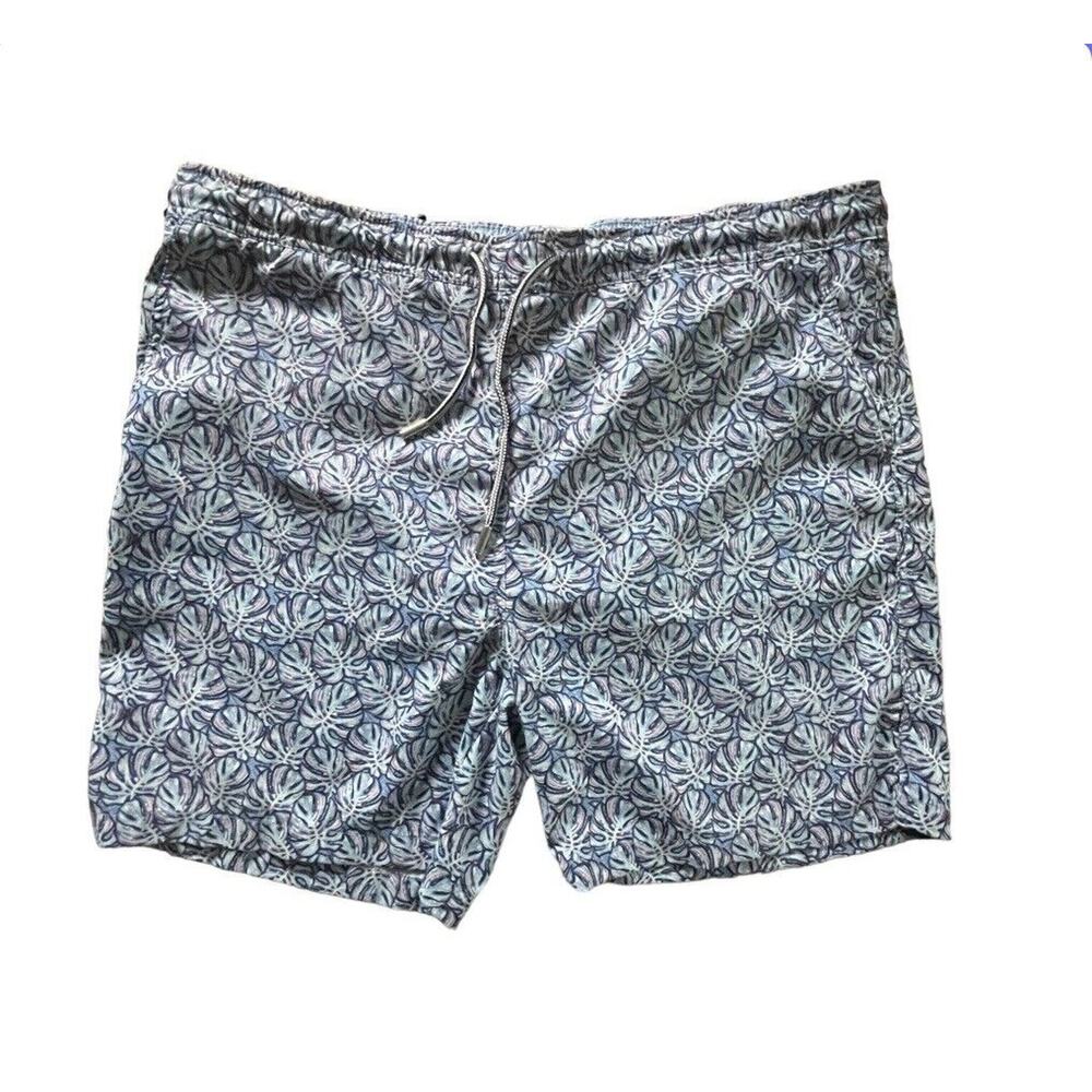 Peter Millar Crown Performance Geometric Mesh Lined Swim Trunk Short Blue XL Men
